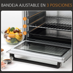 Horno eléctrico de sobremesa Andrómeda Homcom 1600W 3 modos de cocción 32L plata 33,5×38,1×52 cm - Imagen 2