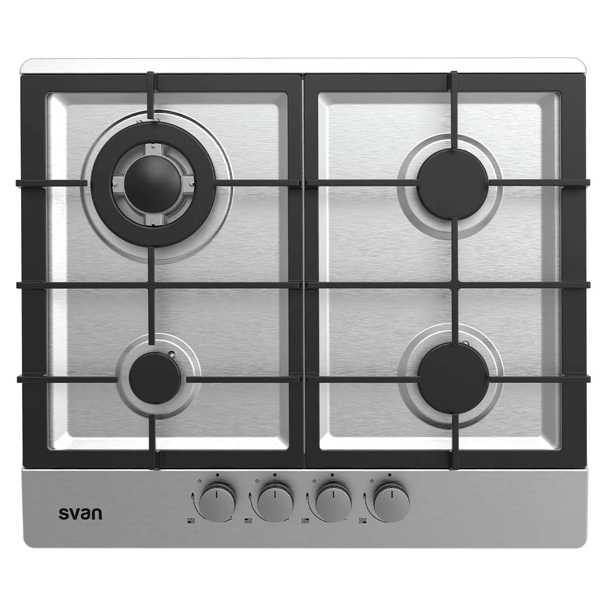 qsdtyfjhgwddfkjgsfdf Svan SGW4600X – Encimera de Gas de 4 Zonas con Quemador Wok de 4.000 W - Imagen 1