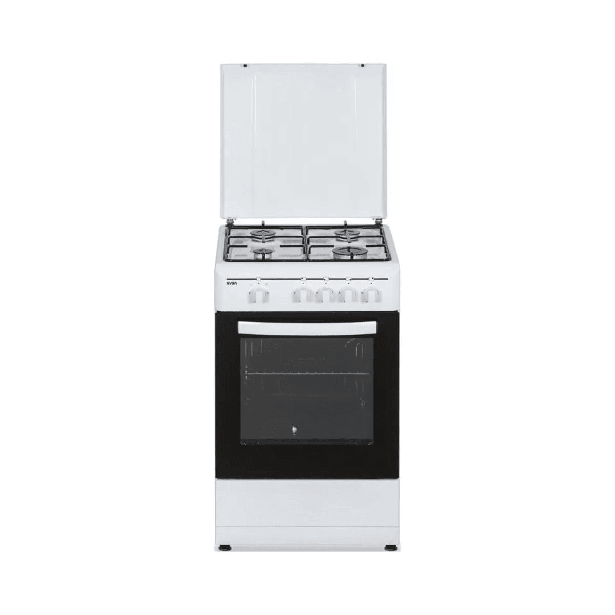 vgcfhkjbvbcvfghghvcfgjhbvcb Cocina de gas con horno Svan SKKG4500TM 4 zonas 55L con tapa blanco 50 cm - Imagen 1